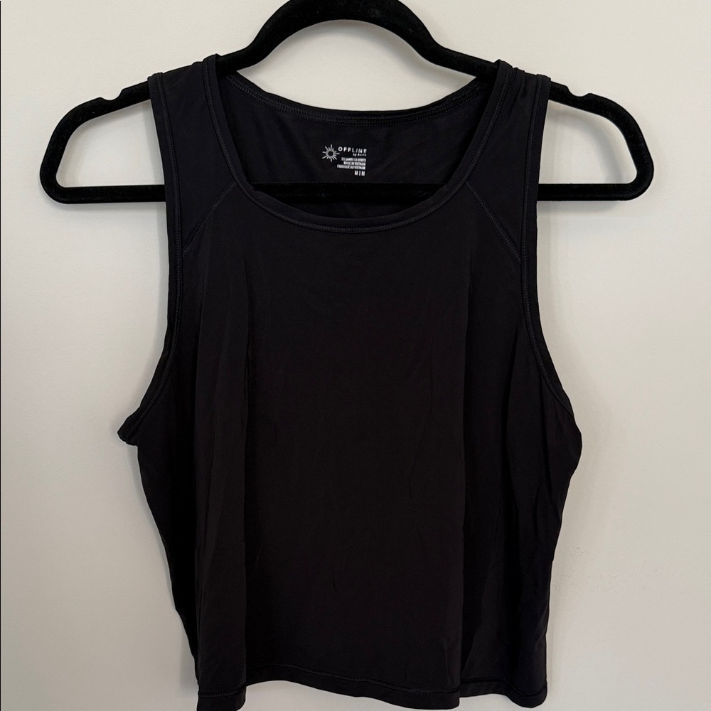 Offline Cropped Black Workout Tank Top
